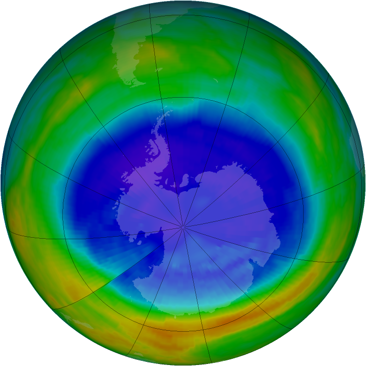 Antarctic ozone map for 14 September 1992